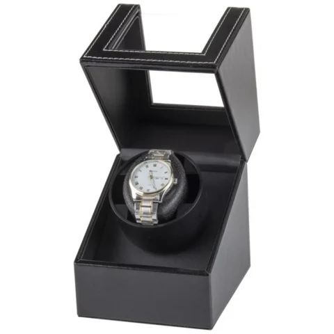 Elegancki rotomat do zegarka automatycznego, ekoskóra, 12x13x16 cm, cichy obrót