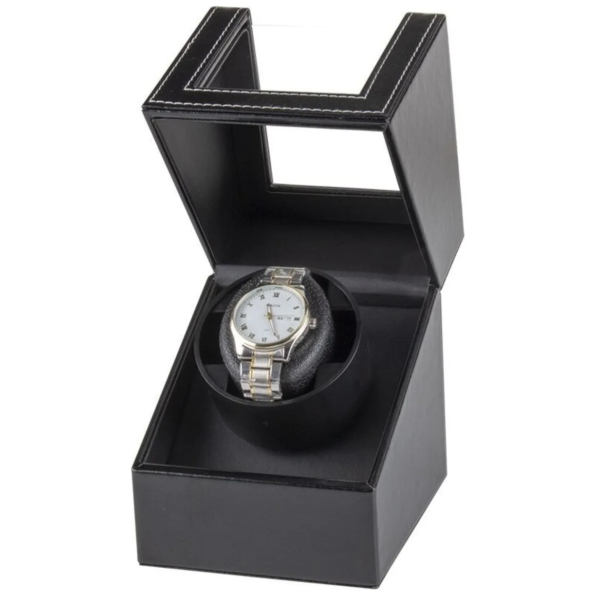 Elegancki rotomat do zegarka automatycznego, ekoskóra, 12x13x16 cm, cichy obrót