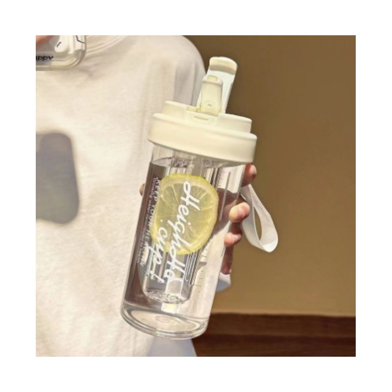 Butelka na wodę z koszyczkiem i słomką 600 ML Simple BD32B - obrazek 4