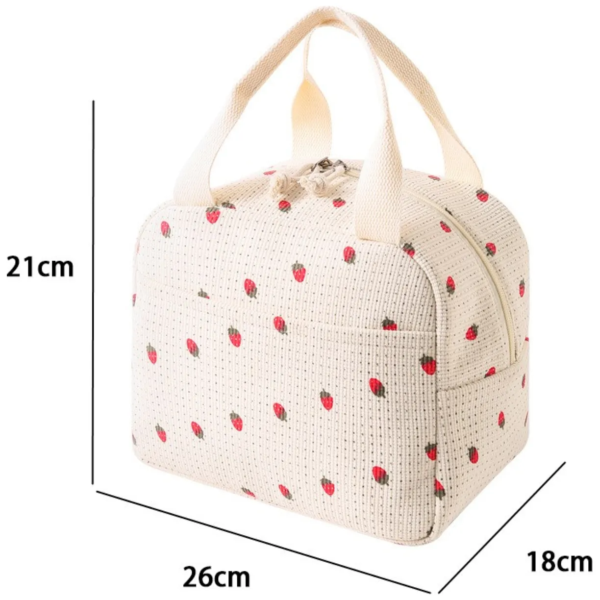 Torba termiczna do przenoszenia żywności LUNCH BOX truskawki 26x21x18cm PJM42 - obrazek 4