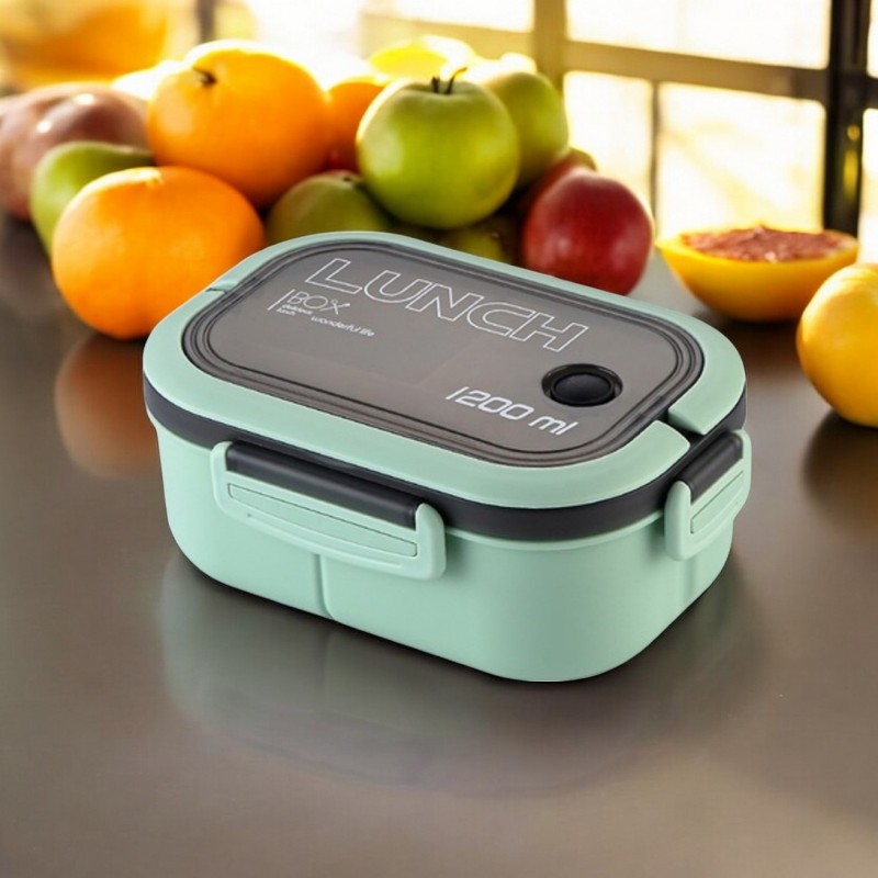 Śniadaniówka LUNCH BOX ze sztućcami 21 x 14,5 x 8cm mięta PJM44M - obrazek 2