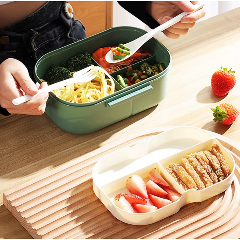Śniadaniówka LUNCH BOX ze sztućcami 21 x 14,5 x 8cm mięta PJM44M - obrazek 3