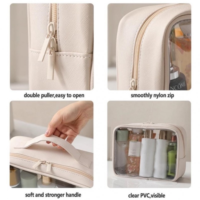 Kosmetyczka organizer na kosmetyki kremowa 26x20x11cm KS105WZ3 - obrazek 4