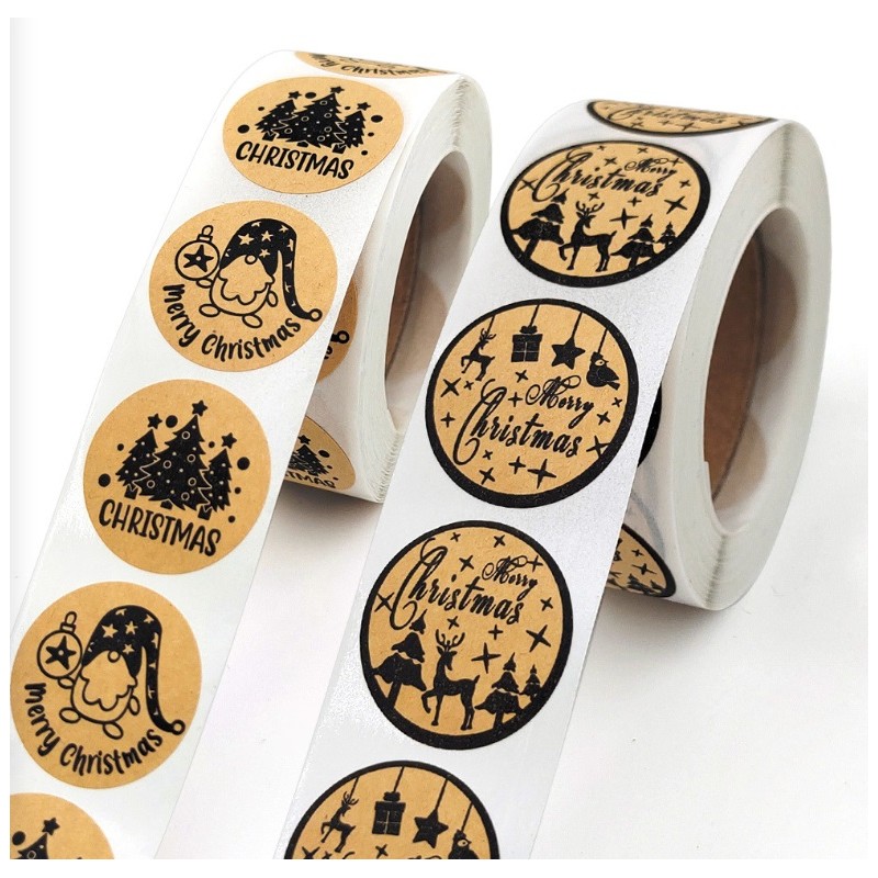 500 sztuk naklejek Boże Narodzenie na taśmie średnica 25mm dekoracyjne naklejki samoprzylepne etykiety NNK15 - obrazek 2