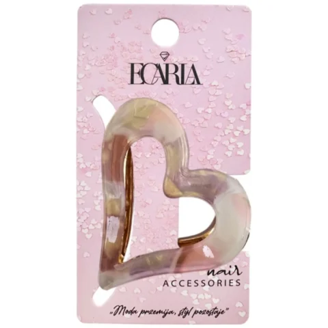 Spinka do włosów, klamra metalowa SERCE panterka kremowa 6cm SP341K