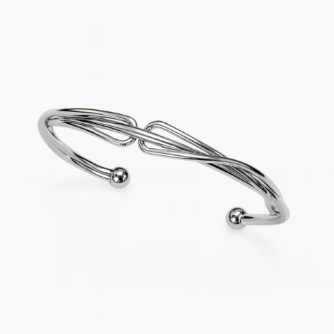 Bransoletka obręcz srebrna zawijana, pętelka B205S