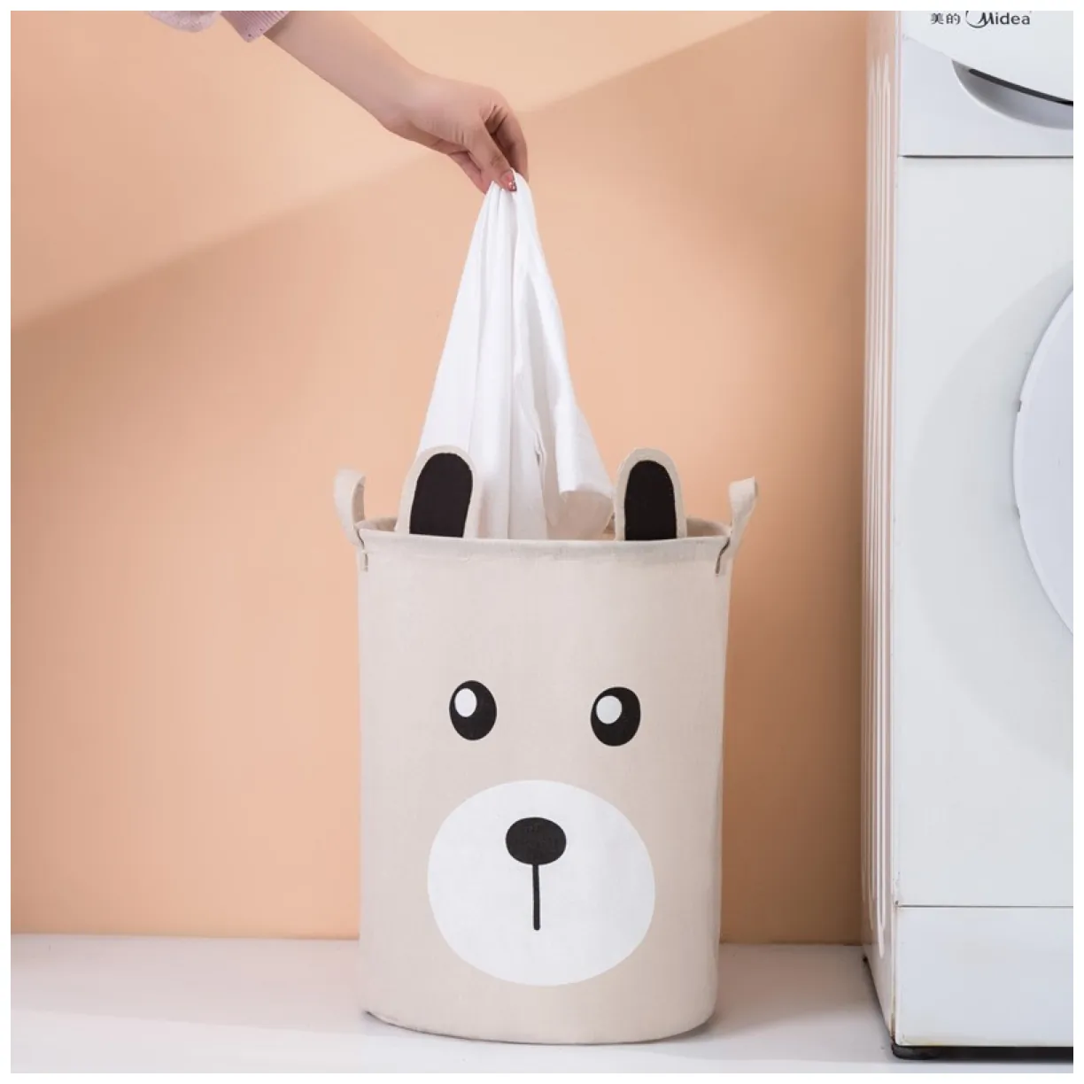 Organizer, pojemnik na zabawki, kosz na pranie MIS 40 x 33 cm beż 43L OR110 - obrazek 2