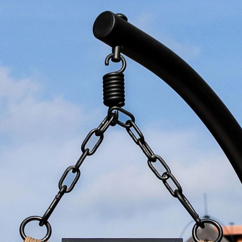 Fotel wiszący huśtawka, kokon składany brązowy z beżowymi poduszkami KR37BR - obrazek 7