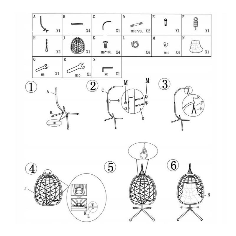 Fotel wiszący huśtawka, kokon składany brązowy z beżowymi poduszkami KR37BR - obrazek 10