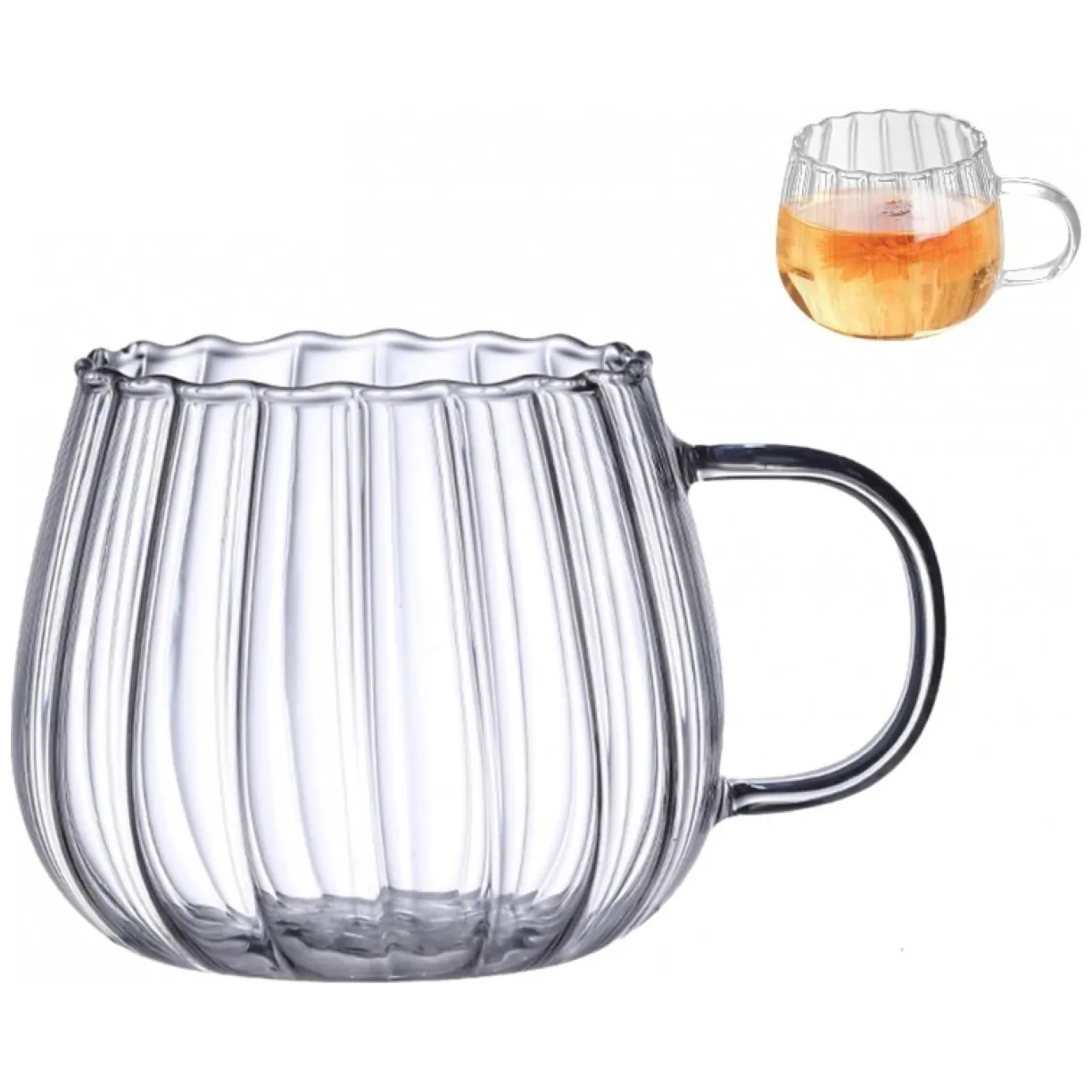 Filiżanka z falowanymi ściankami Ryflowana z uchem 400 ml 1szt SZK52 - obrazek 2