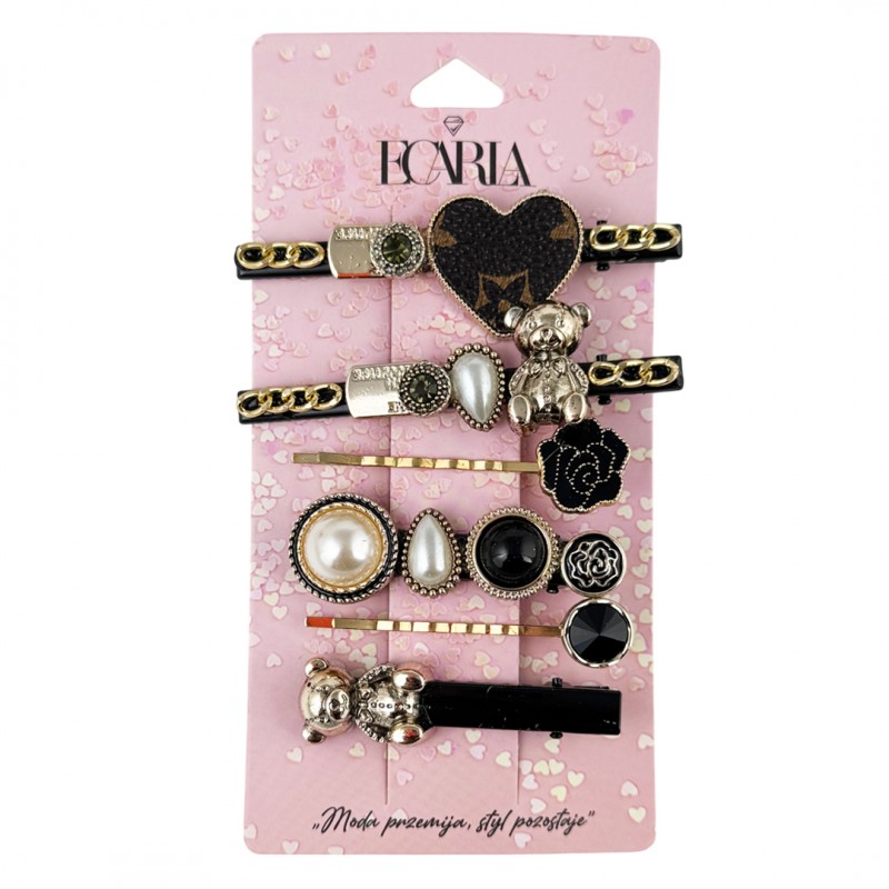 Zestaw 6 sztuk Eleganckich Spinek z misiem do włosów SP207