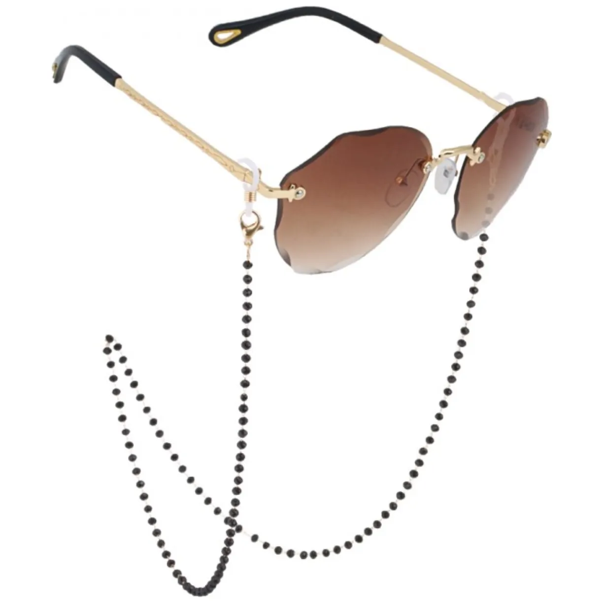 Łańcuszek do okularów czarne koraliki LDK05 - obrazek 4