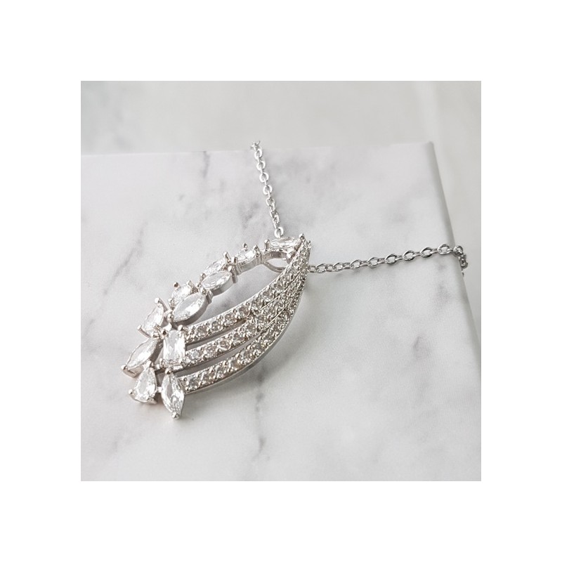 Naszyjnik ze stali chirurgicznej z kryształem NST943S - obrazek 3