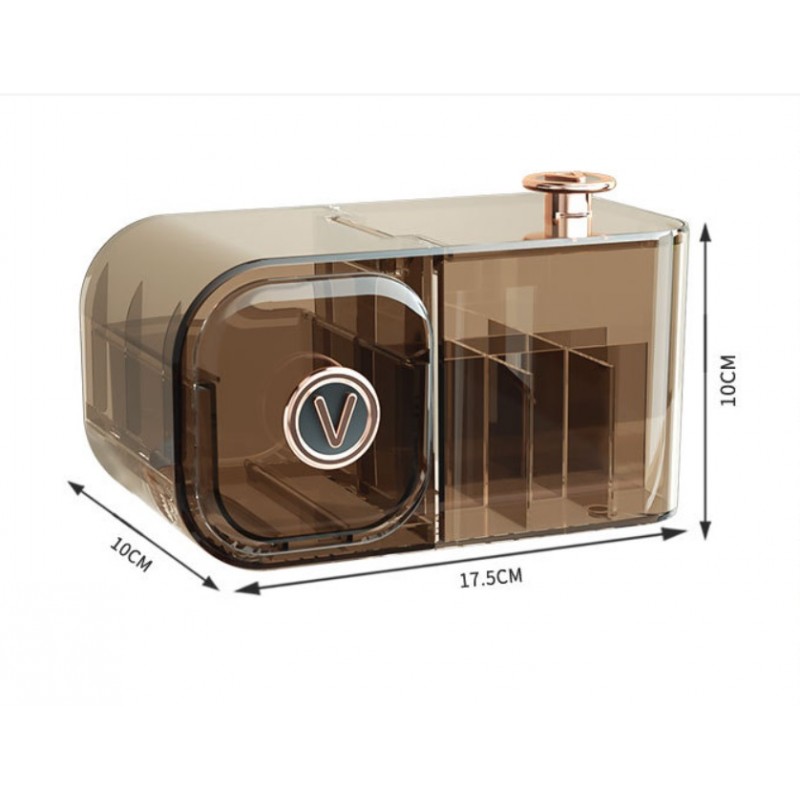 Organizer na kosmetyki szafeczka z przegródkami i szufladką, brązowy CB36 - obrazek 5