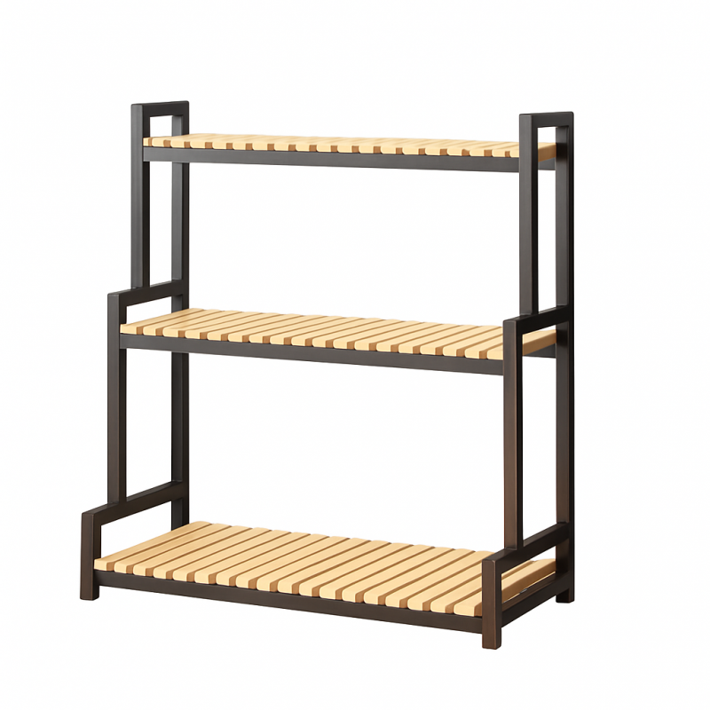 Kwietnik, regał, stojak na kwiaty 3 poziomowy, 80 x 40 x 95cm, czarny SZ46CZ - obrazek 6