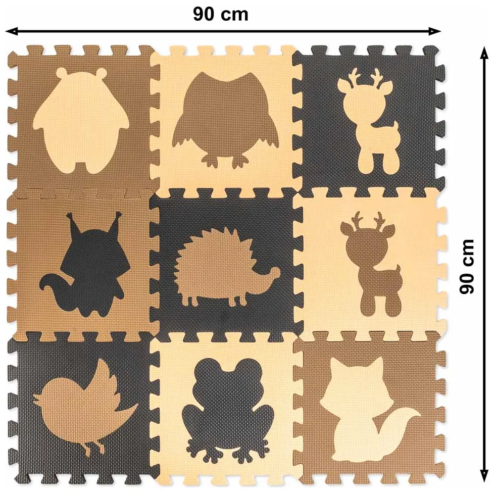 Mata piankowa edukacyjna puzzle ze zwierzątkami beżowa 9 elementów - obrazek 6
