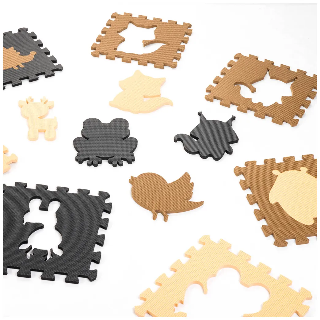 Mata piankowa edukacyjna puzzle ze zwierzątkami beżowa 9 elementów - obrazek 9