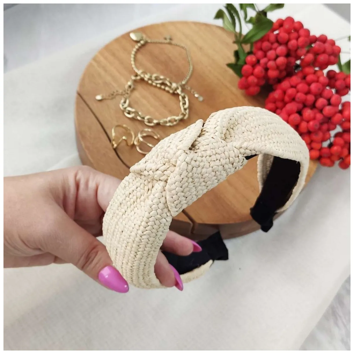Opaska turban wiklinowa pleciona O286K - obrazek 3