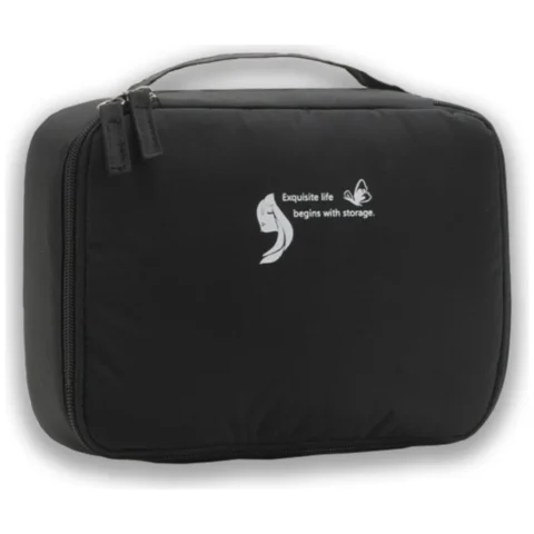 Czarna kosmetyczka rozkładana organizer - pojemna na podróże 26x19x8,5 cm