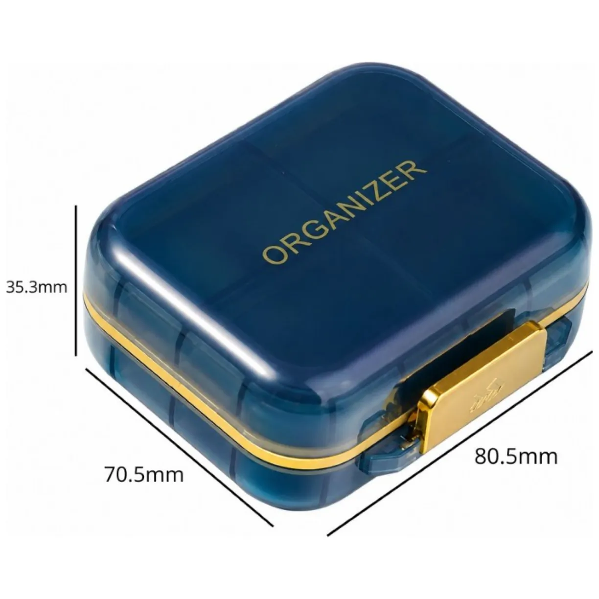 Organizer, kasetka, szkatułka na leki z przegródkami, granatowa 8x7x3,5cm CB80N - obrazek 3