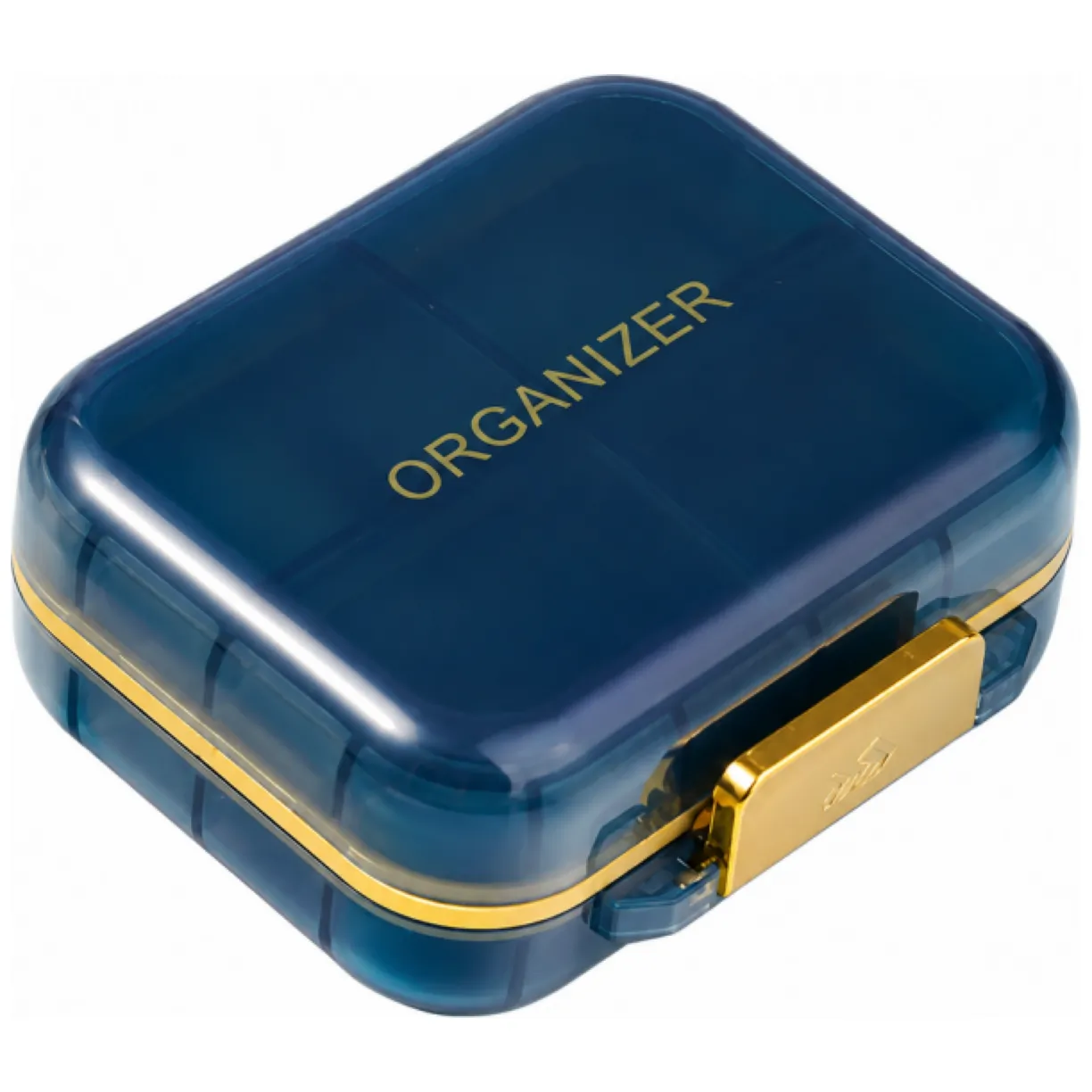 Organizer, kasetka, szkatułka na leki z przegródkami, granatowa 8x7x3,5cm CB80N - obrazek 4