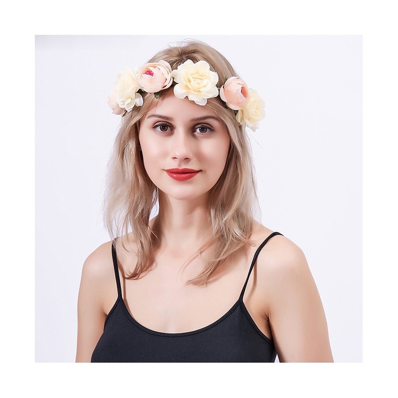Wianek, opaska do włosów z kwiatów, delikatny wianuszek BOHO W77R - obrazek 2
