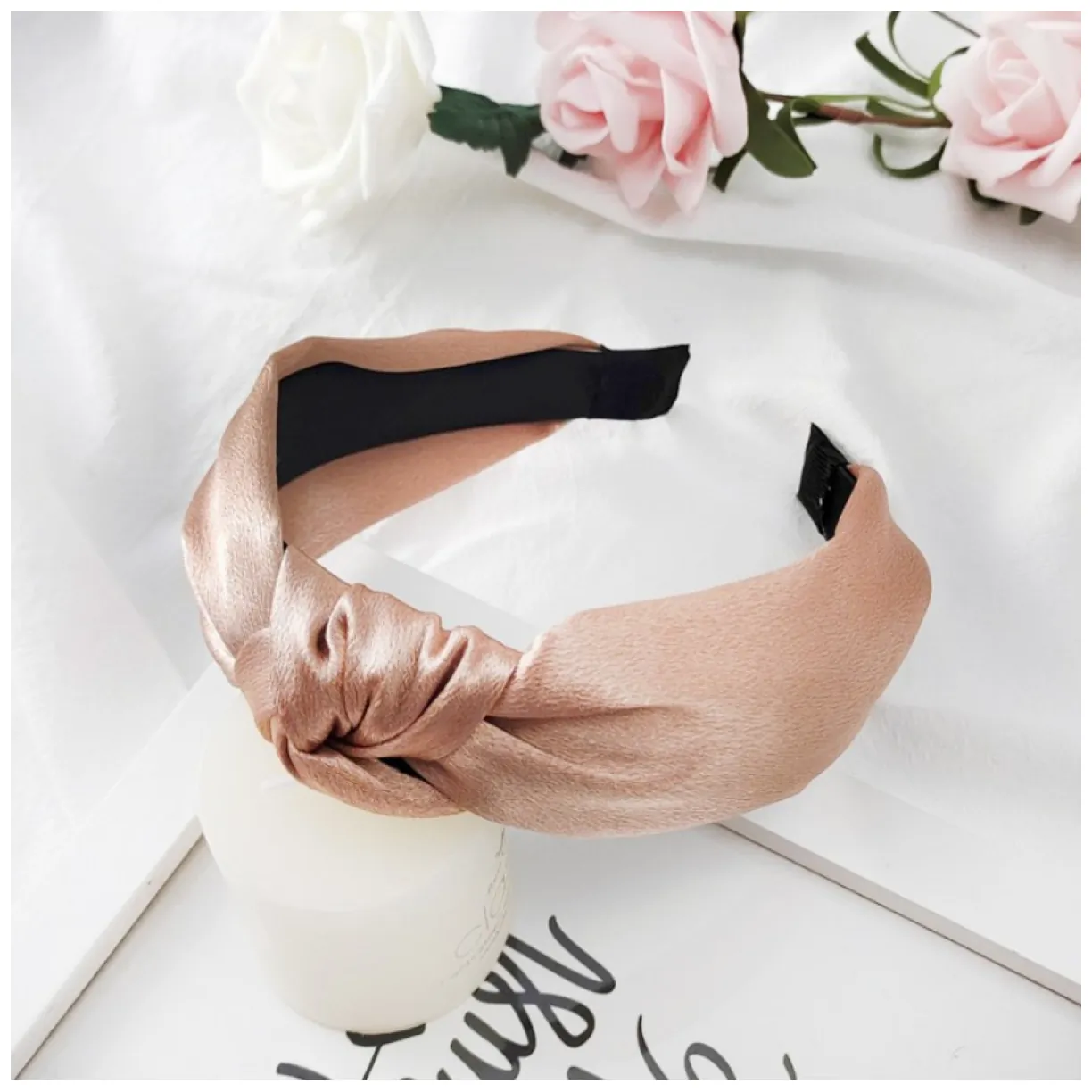 Opaska turban z materiału satynowa O228MOR