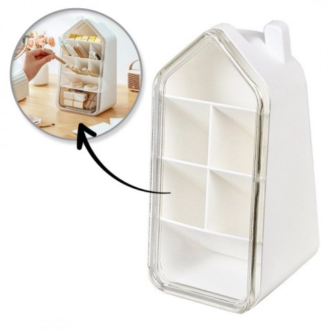 Organizer biurowy, przybornik z przegródkami, domek 11 x 11 x 21,6cm CB72