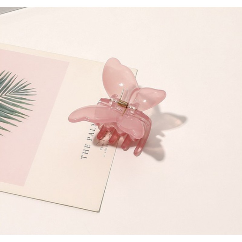 Spinka do włosów klamra motylek przezroczysty róż 7 cm SP244R - obrazek 2