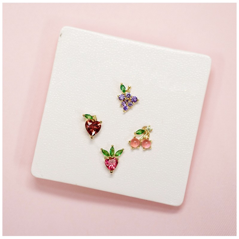 Kolczyki w kolorze złotym z kryształkiem sztyft fruity 2 szt K1548WZ1 - obrazek 2