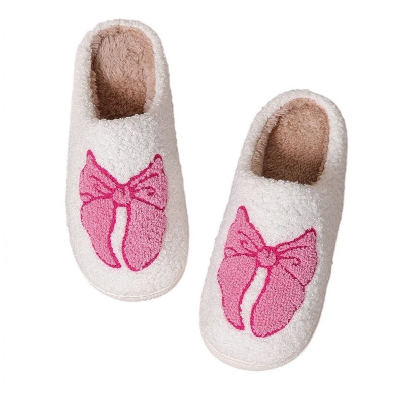 Ciepłe kapcie z kokardą ocieplane, antypoślizgowe PAN03R39, rozmiar 39 - obrazek 2