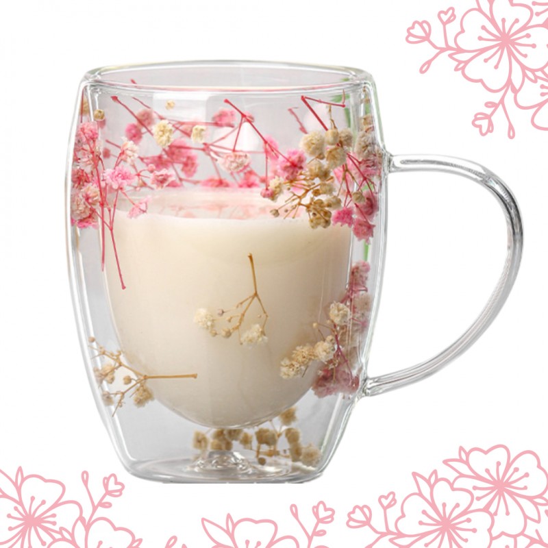 Szklanka termiczna z kwiatami w środku, gipsówka 300ml 1szt SZK78 - obrazek 2