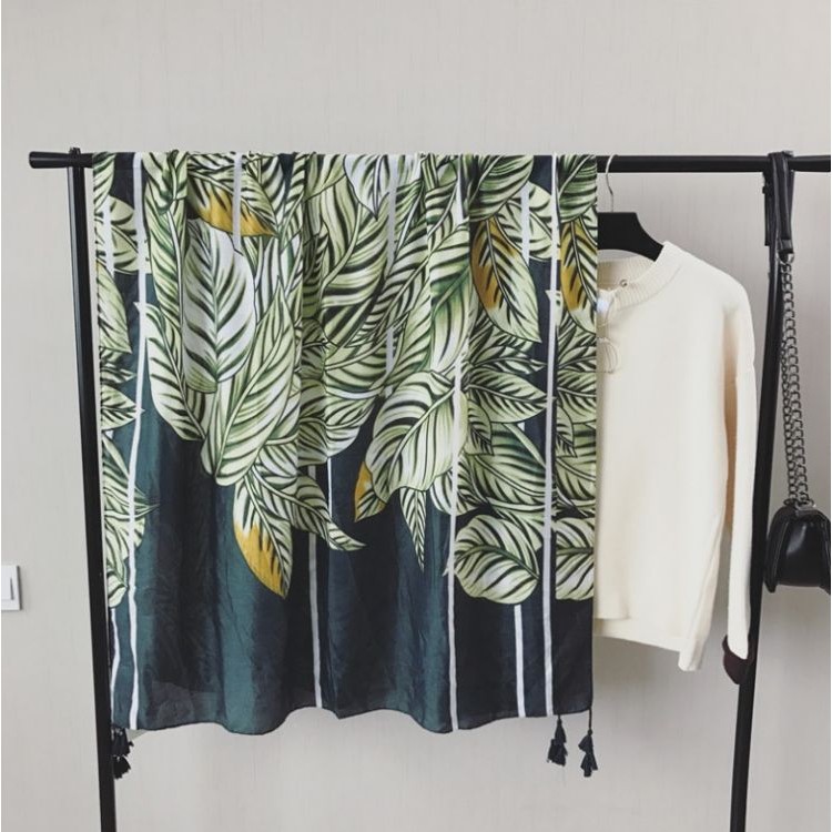 SZAL CHUSTA Print ZIELEŃ Bawełna SZALS37 - obrazek 2