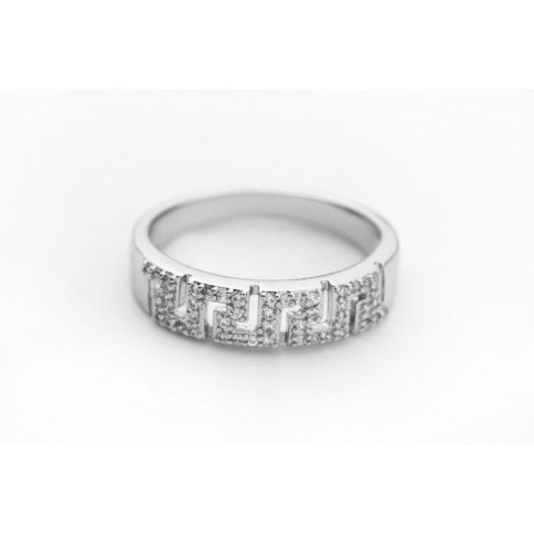 PIERŚCIONEK ZE  STALI CHIRURGICZNEJ PLATEROWANEJ BIAŁYM ZŁOTEM Z KRYSZTAŁKIEM PST432, Rozmiar pierścionków: US7 EU14