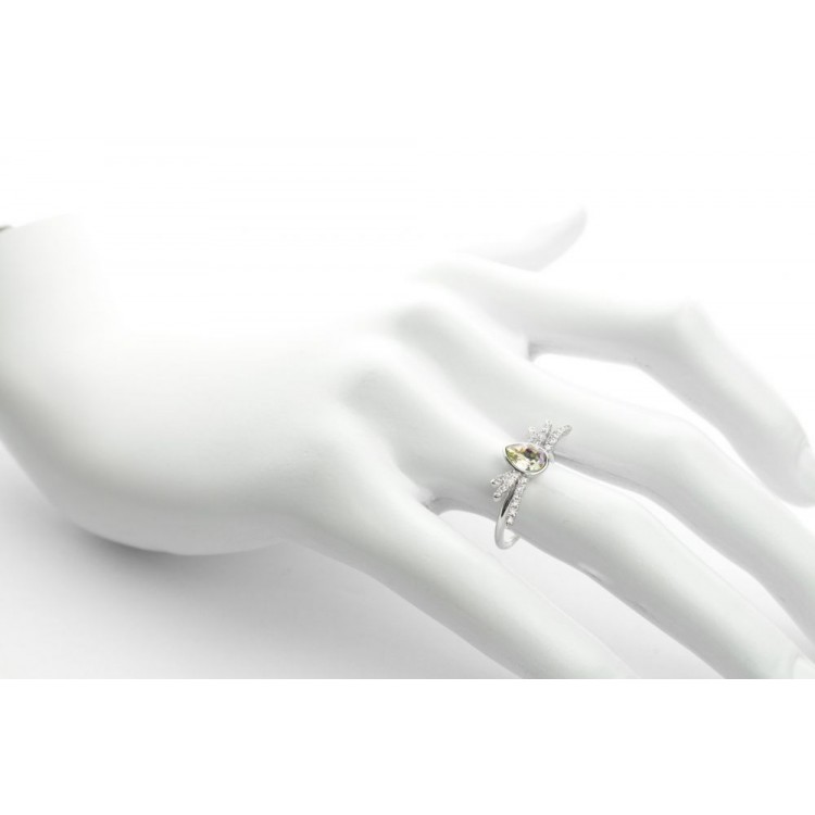 PIERŚCIONEK KRYSZTAŁEK SWAROVSKI STAL PLATEROWANA BIAŁYM ZŁOTEM PST452, Rozmiar pierścionków: US7 EU14