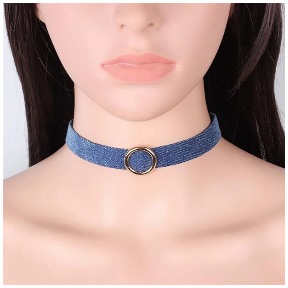 NASZYJNIK DENIM CHOKER Z KÓŁECZKIEM - N470 - obrazek 3