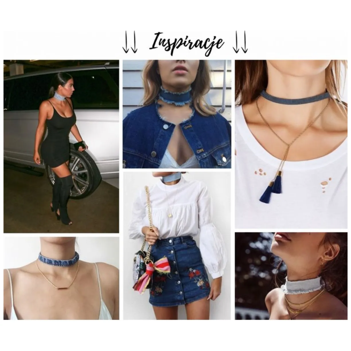 NASZYJNIK DENIM CHOKER Z KÓŁECZKIEM - N470 - obrazek 4