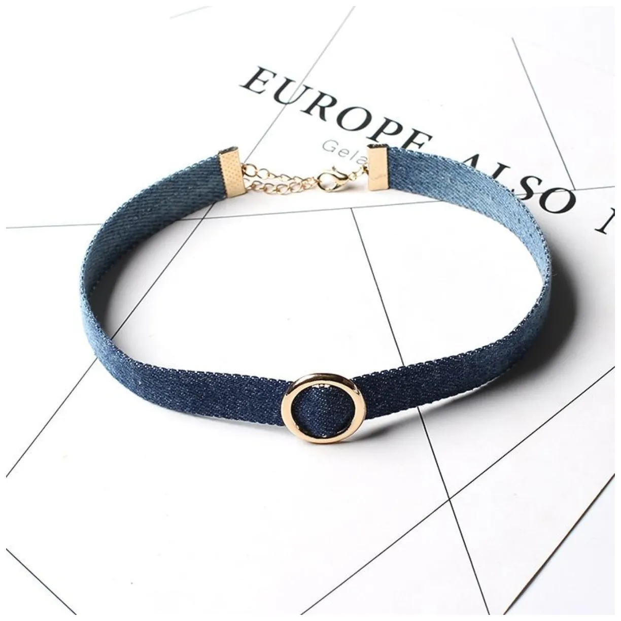 NASZYJNIK DENIM CHOKER Z KÓŁECZKIEM - N470 - obrazek 5