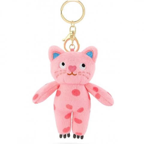 Brelok do kluczy pluszowy kotek różowy w ciapki BRL396R