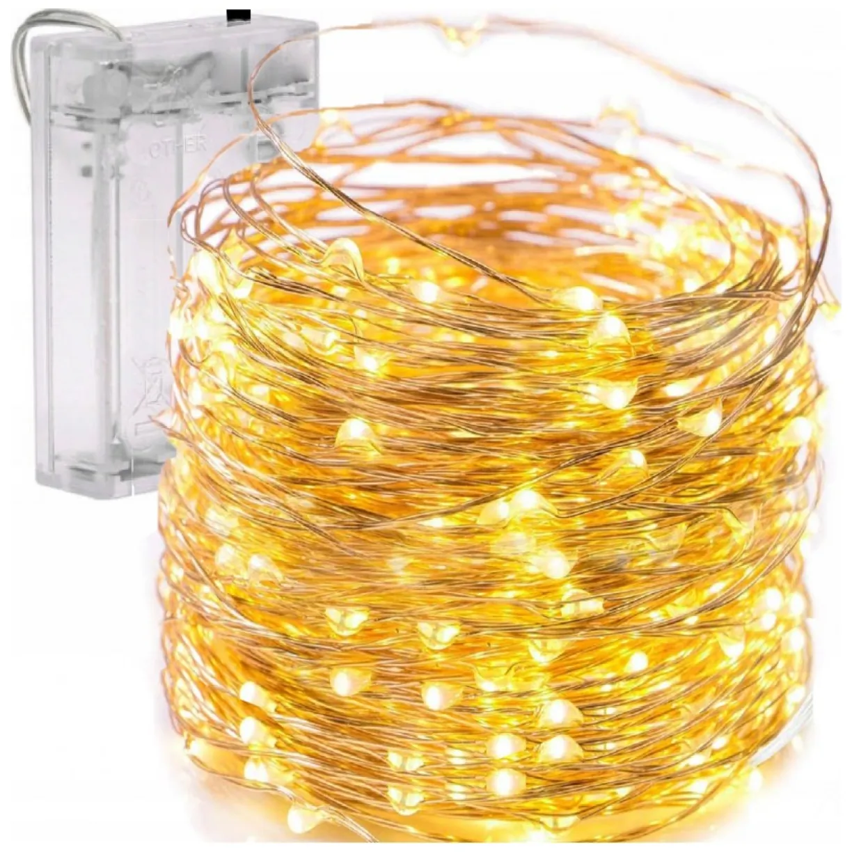 Światełka lampki na żyłce wewnętrzne 100 LED CIEPŁE BIAŁE - obrazek 2