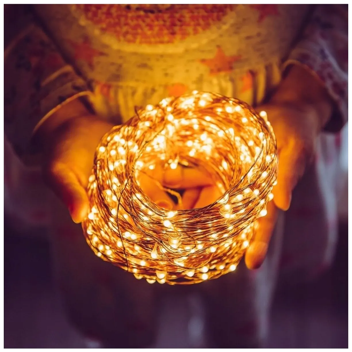 Światełka lampki na żyłce wewnętrzne 100 LED CIEPŁE BIAŁE - obrazek 5