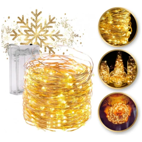 Światełka lampki na żyłce wewnętrzne 100 LED CIEPŁE BIAŁE