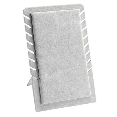 Ekspozytor stojący na naszyjniki, zamszowy szary 28,5x 19 cm E60
