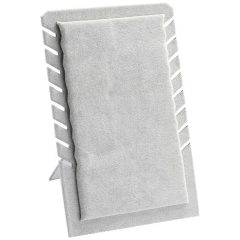 Ekspozytor stojący na naszyjniki, zamszowy szary 28,5x 19 cm E60