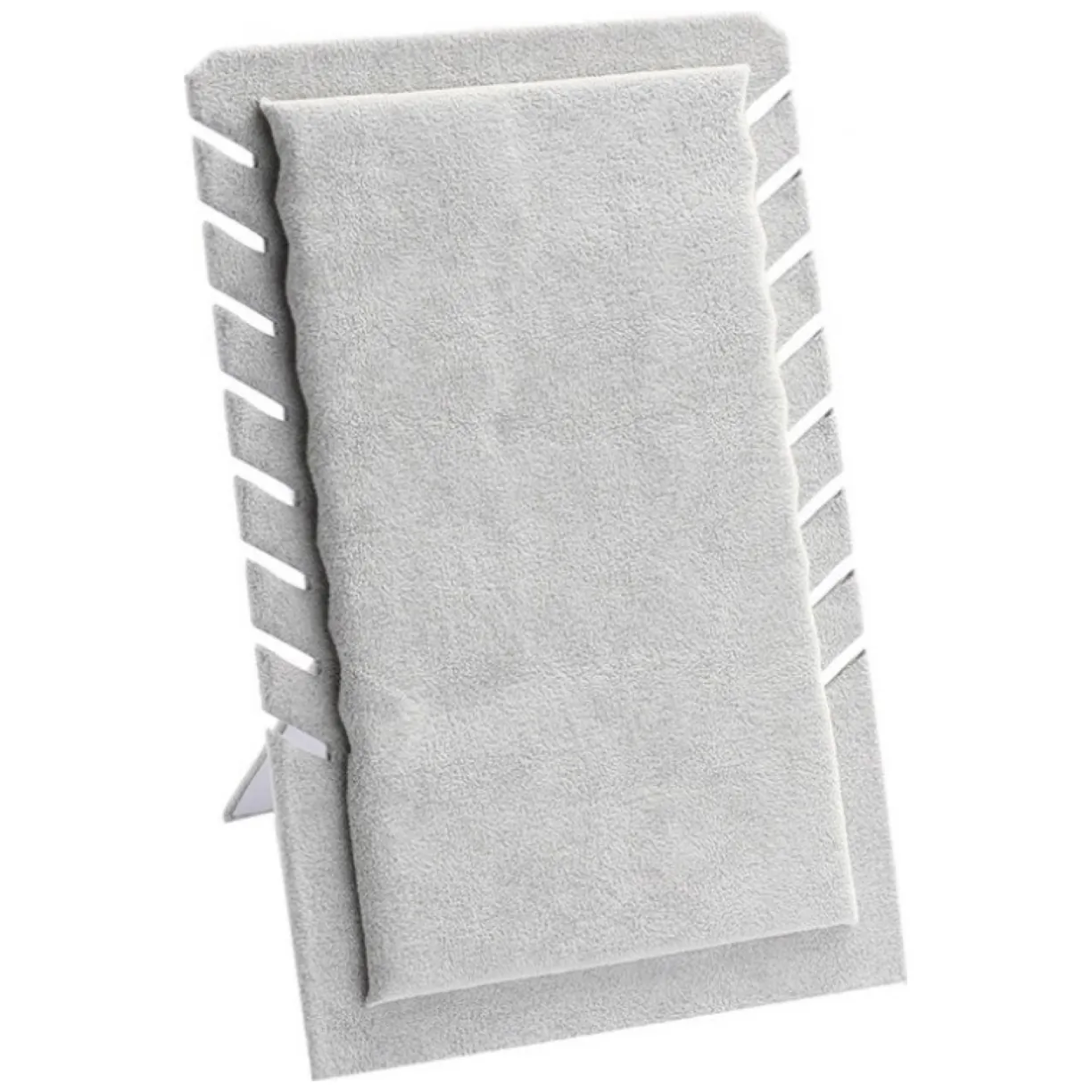 Ekspozytor stojący na naszyjniki, zamszowy szary 28,5x 19 cm E60