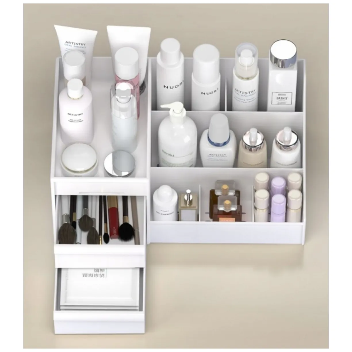 Organizer na kosmetyki biały 25,5x15,5x11,5 cm CB15B - obrazek 4