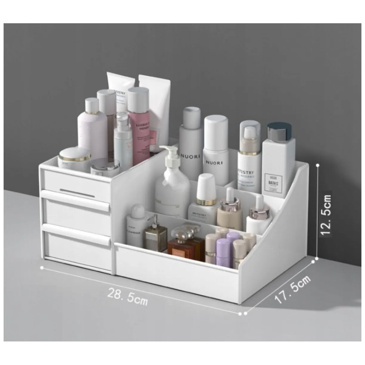 Organizer na kosmetyki biały 25,5x15,5x11,5 cm CB15B - obrazek 5