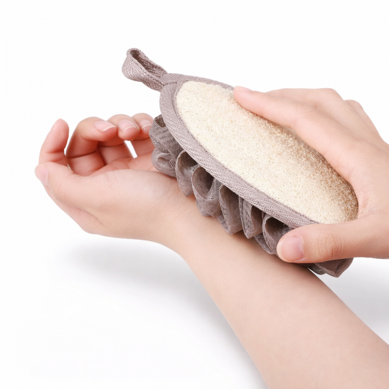 Dwustronna Gąbka do mycia ciała na mokro 14cm delikatny peeling GB20 - obrazek 2