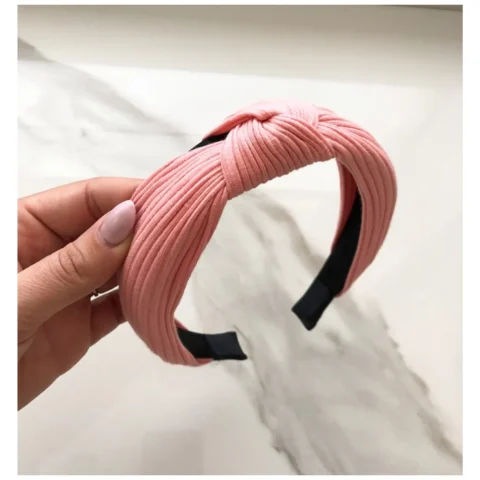 Opaska turban z materiału róż O210R