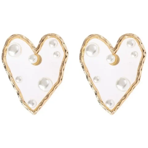 Kolczyki wiszące pearls serce K1232
